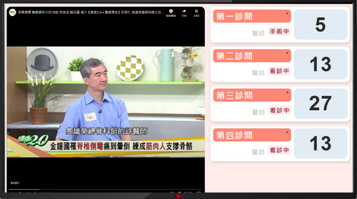 診所候診區顯示叫號資訊的情境